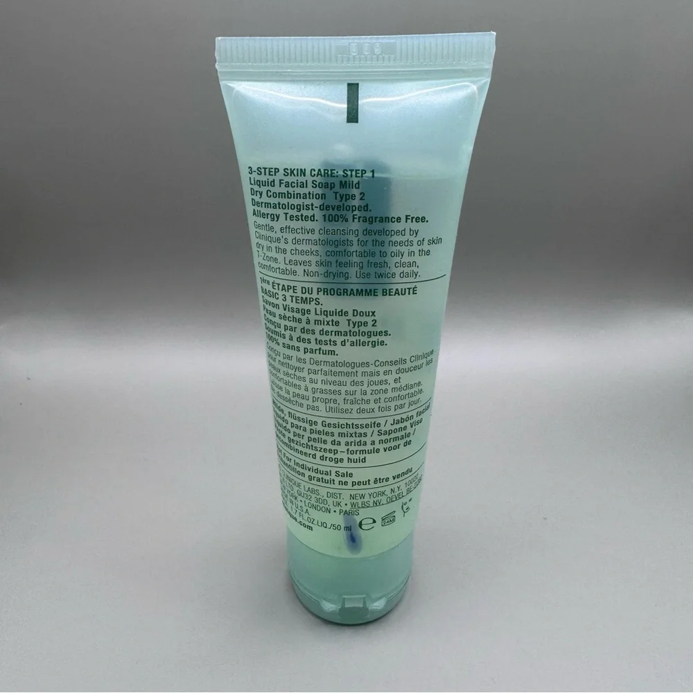New Clinique Liquid Facial Soap Mild For Dry Combination Skin 1.7oz/50ml